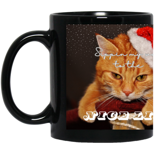 CAT - Sipping my way to the NICE LIST BM11OZ 11oz Black Mug